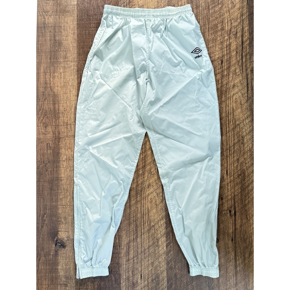 VTG Umbro Pants Mens Size M Gray Track Logo Drawstring Zipper Cuffs Running 90s
